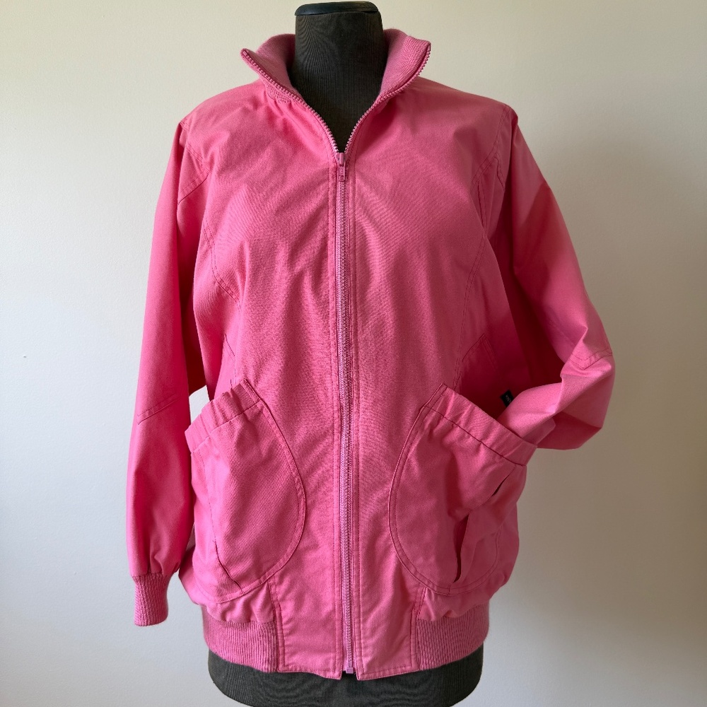 Vintage 80s Pink Zip-Up Windbreaker Bomber Jacket